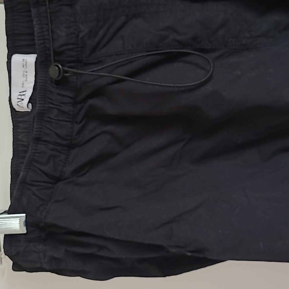Black zara parachute track pants Large